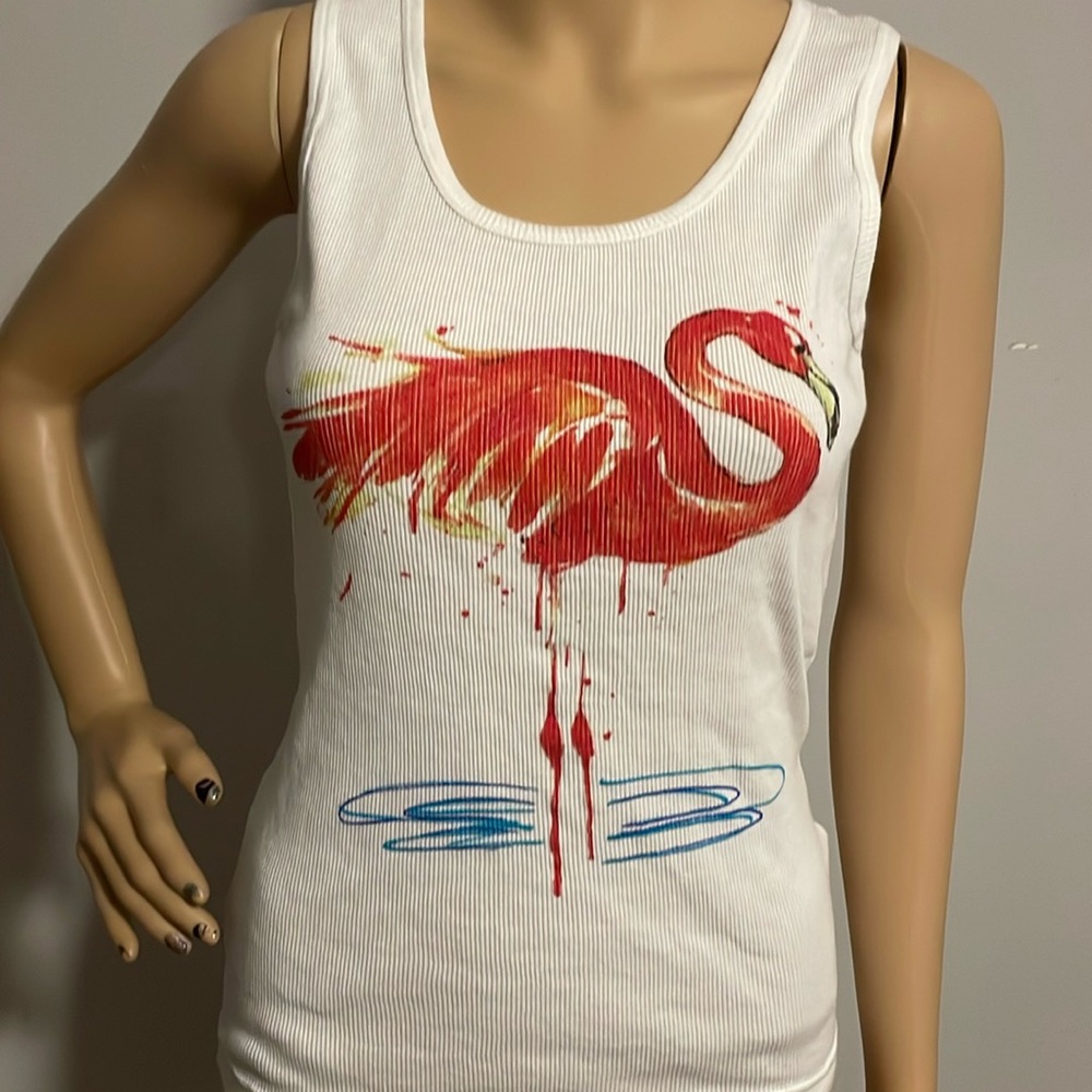 Victoria Flamingo Tank Top Medium Made in USA 🇺🇸